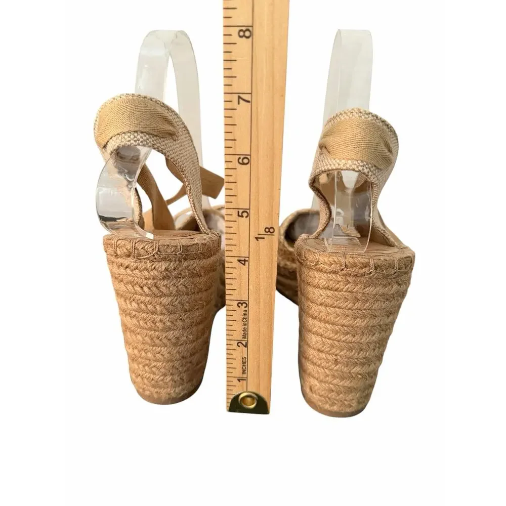 Zara Women Beige Strappy Woven Wedge Espadrilles Size EU 41/US 10 - Picture 3 of 7